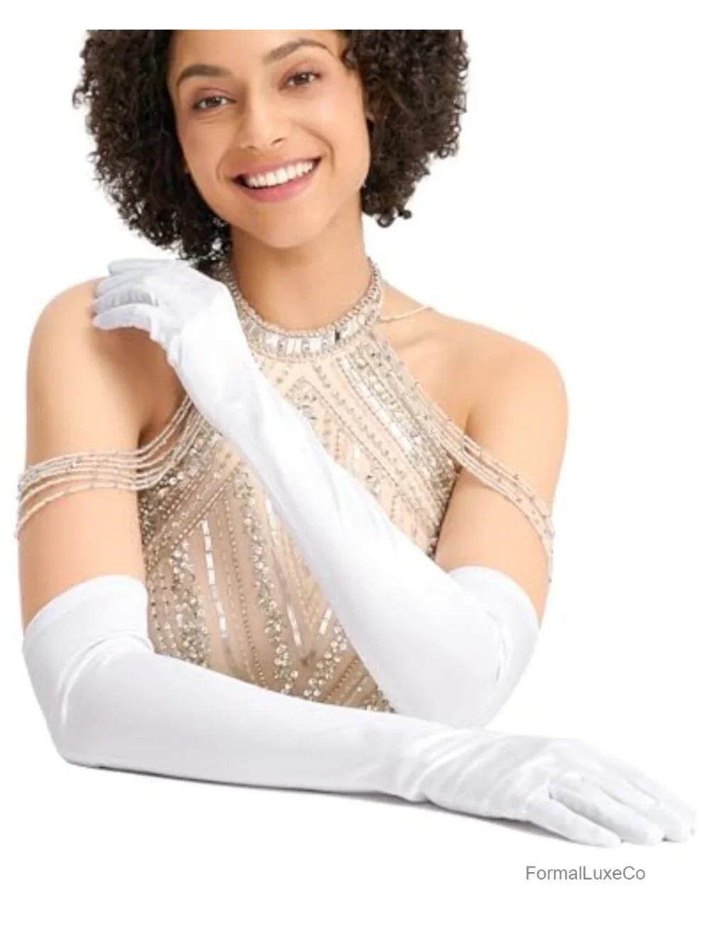 Women's Satin Opera Gloves Elbow Length Bridal Evening Gloves